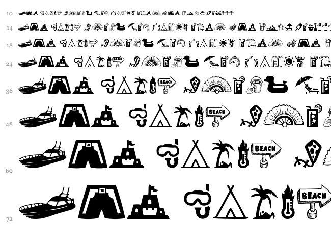 Summer Icons font waterfall